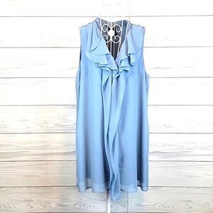 BCBGMAXAZRIA Ashley blue teal shift midi dress Women's Size L